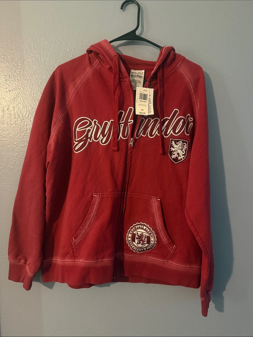 NWT Harry Potter Griffindor Zip up Hoodie